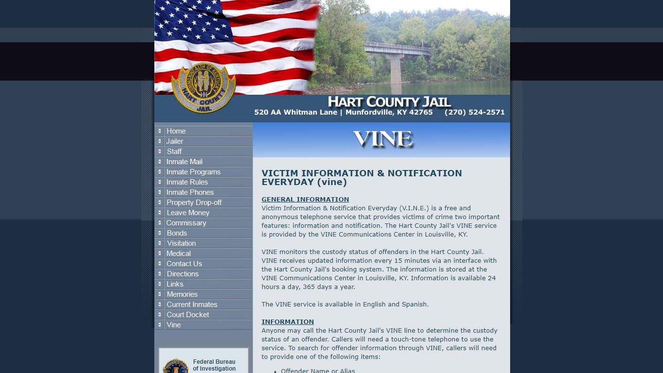 Vine - Welcome to the Hart County Jail Website